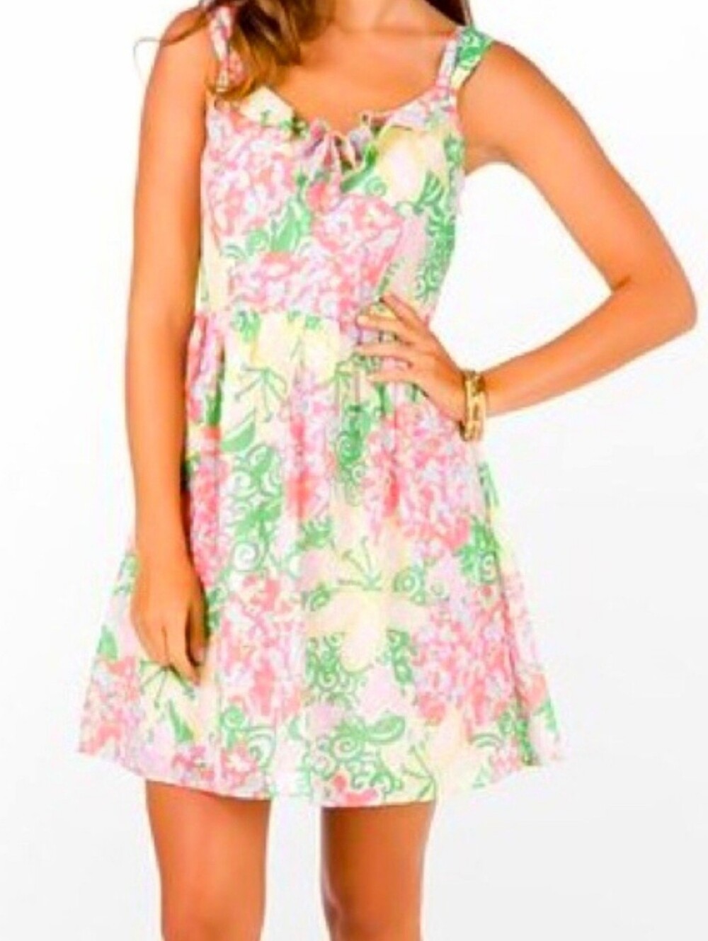 Lilly Pulitzer Peggy Floral Sundress Green And Pink